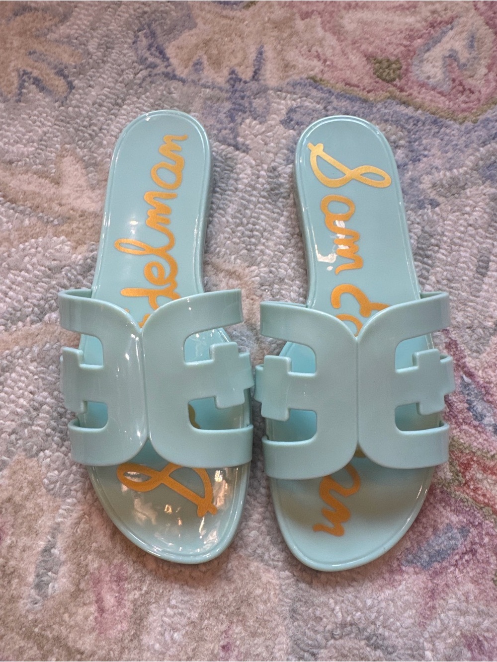 Sam Edelman Pale Blue Patent Slide Sandals